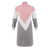 Casual Dress Women Long Sleeve Color Block Knitted Dress Fashion Straight Mini Dresses - menochic
